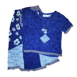 Mirror Image 2 Piece Outfit Set Top and Skirt Womens S Floral Beachy‎ Tropical